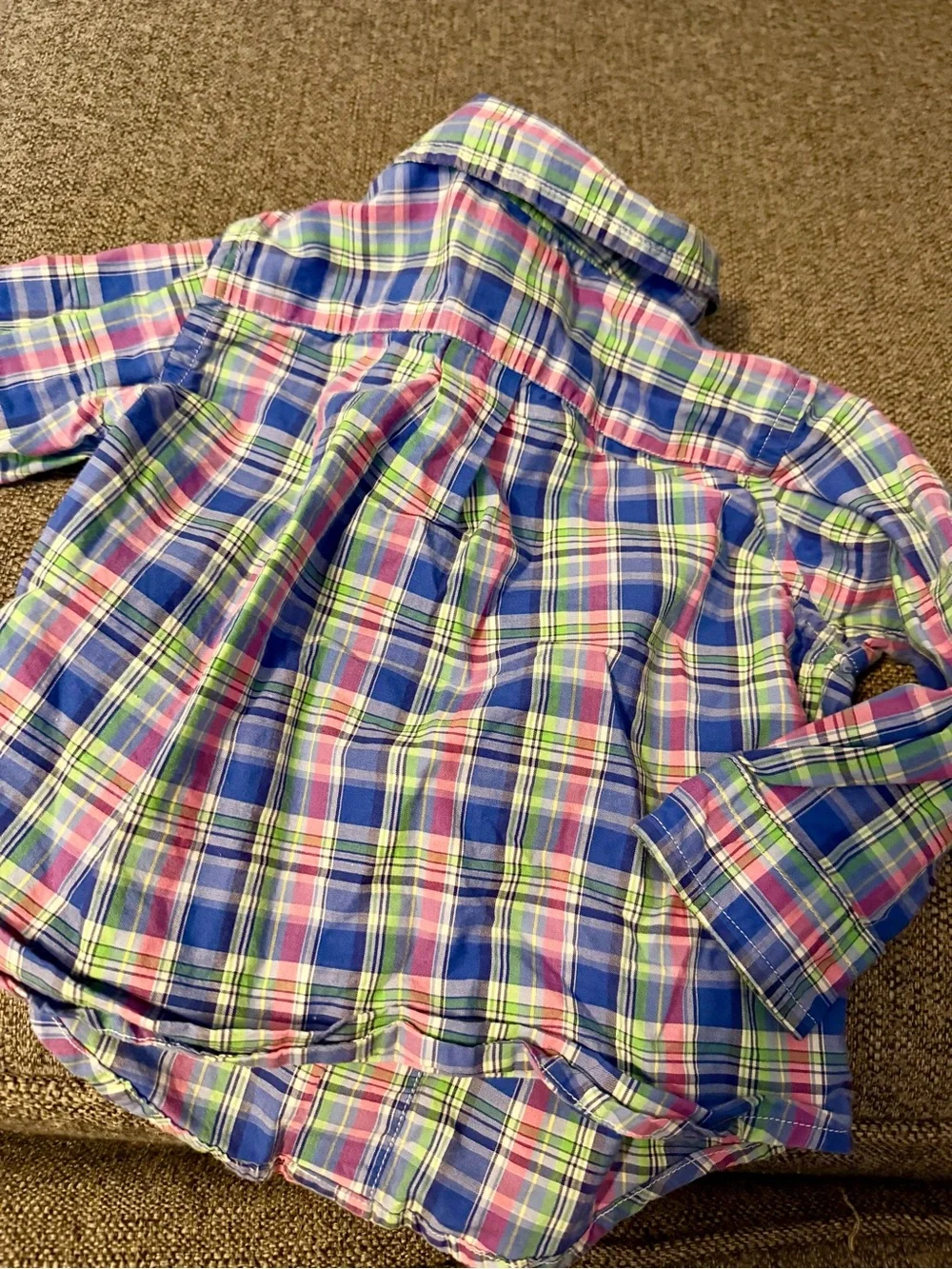 Ralph Lauren Baby Boy Plaid Button Shirt  Blue Green 9 months